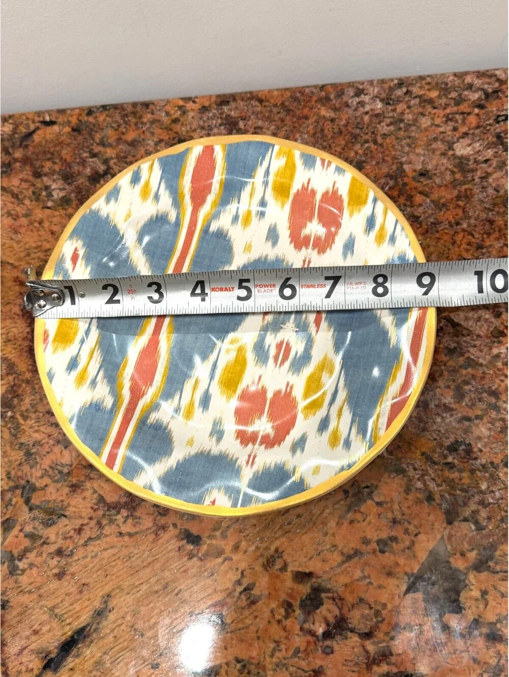 Pottery Barn Ikat Salad Plate Gold Rim
